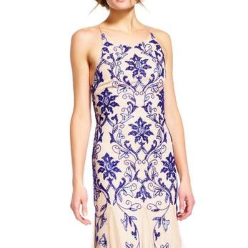 Adrianna Papell - Beaded Halter Neck A-line Dress